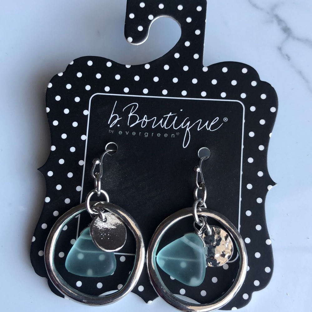 BKE Silver and Aqua Earrings